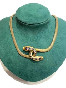 VICTORIAN DOUBLE HEADED SNAKE NECKLACE