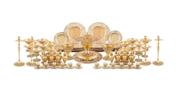 GILT SILVER FLATWARE SET