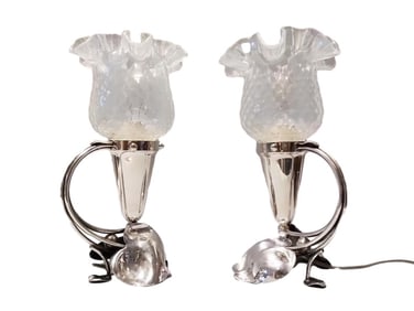 1960S PAIR OF STERLING SILVER TABLE LAMPS
