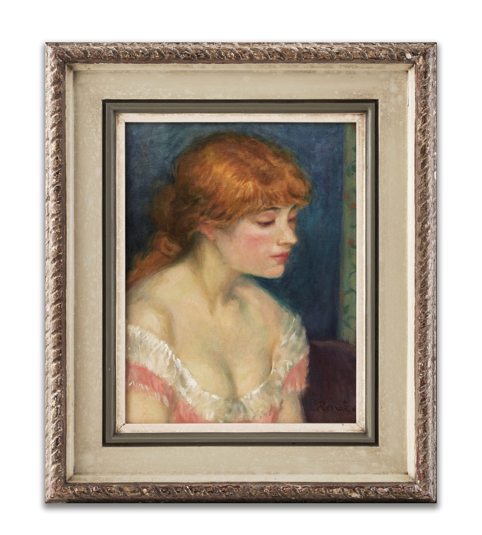 PIERRE AUGUSTE RENOIR (1841-1919),ATTRIBUTED TO ,OIL ON CANVAS: PIERRE AUGUSTE RENOIR (1841-1919),ATTRIBUTED TO ,OIL ON CANVAS Dimensions: Image size16 1/2 x 12 1/2 inches.All measured values are approximate.Outer frame size24 x 20 1/2 inches. All measured values