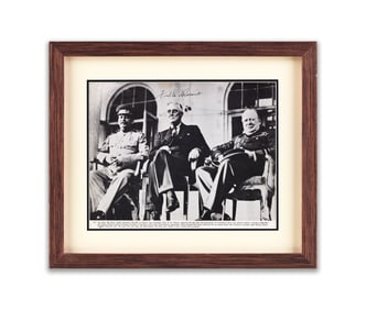 JOSEF STALIN, FRANKLIN D. ROOSEVELT, AND WINSTON CHURCHILL SIGNED "THE BIG THREE AT THE YALTA