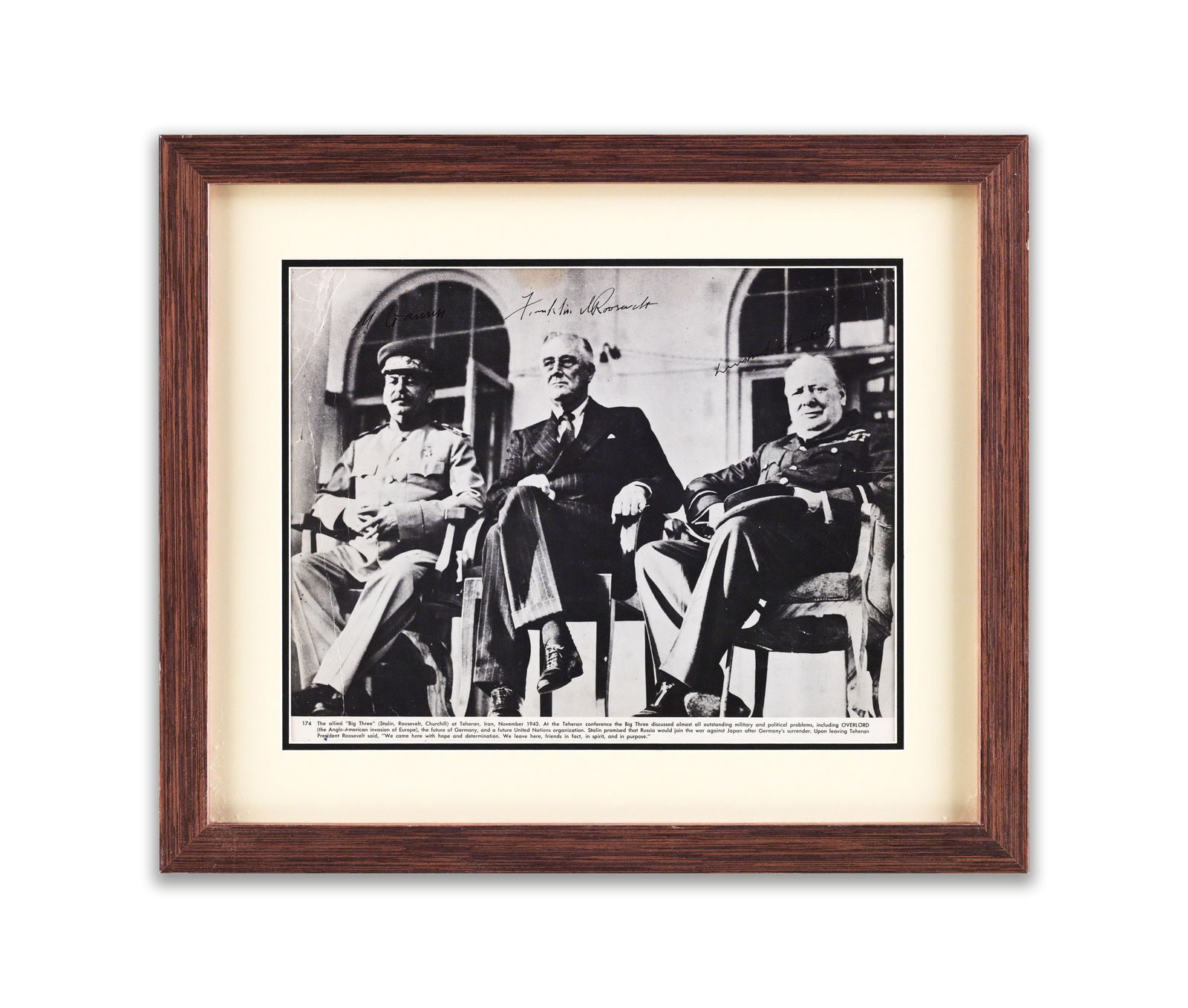 JOSEF STALIN, FRANKLIN D. ROOSEVELT, AND WINSTON CHURCHILL SIGNED "THE BIG THREE AT THE YALTA (1 of 4)