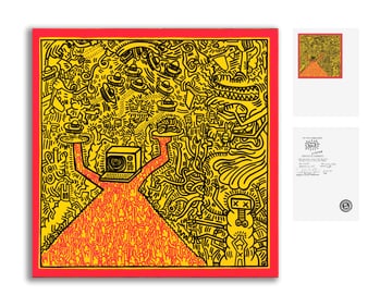 KEITH HARING (1958-1990), ATTRIBUTED TO, ACRYLIC ON CANVAS