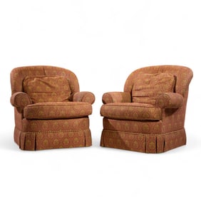 STICKLEY UPHOLSTERED LOUNGE CHAIRS - PAIR