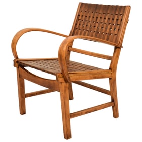 BAUHAUS-STYLE CURVED WOOD ARMCHAIR