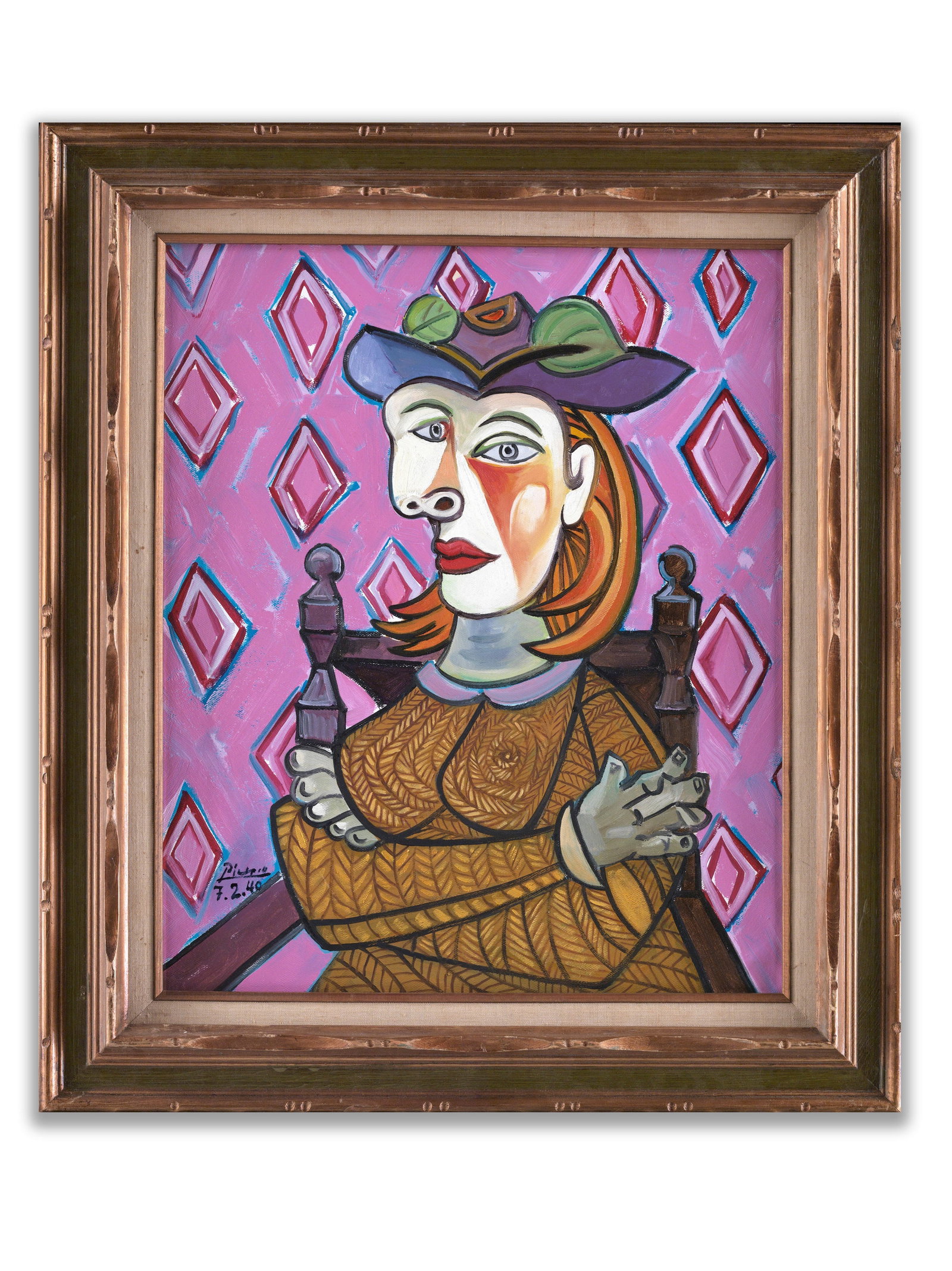 PABLO PICASSO (1881-1973), ATTRIBUTED TO, OIL ON CANVAS: PABLO PICASSO (1881-1973), ATTRIBUTED TO, OIL ON CANVAS Dimensions: Outer frame size79.5 x 69.8 cm. All measured values are approximate. Provenance and Authenticity: This item includes a certificate o