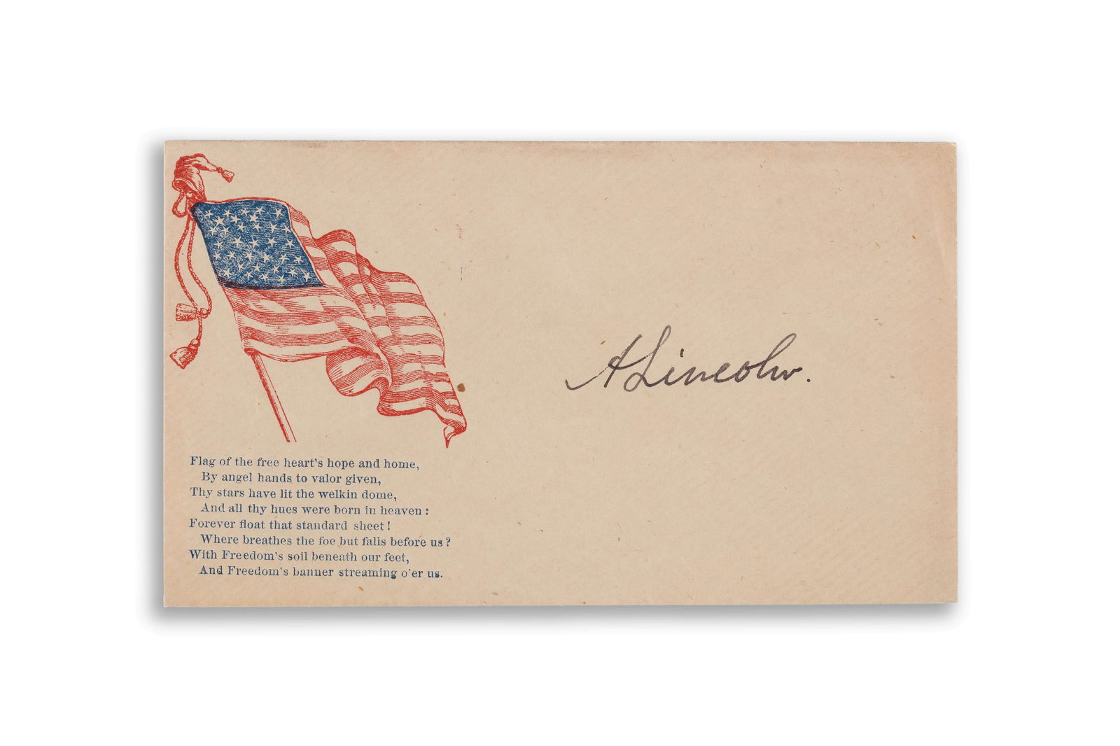 ABRAHAM LINCOLN SIGNED PATRIOTIC ENVELOPE (1 of 3)