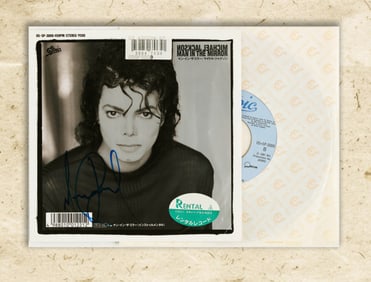 MICHAEL JACKSON SIGNED VINYL RECORD OF "MAN IN THE MIRROR"