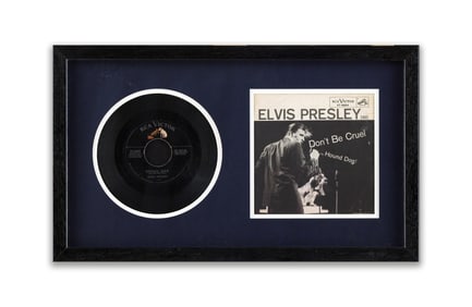 ELVIS PRESLEY SIGNED VINYL RECORD OF "DON'T BE CRUEL / HOUND DOG"