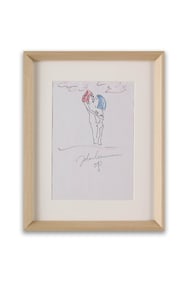 JOHN LENNON SIGNED DRAWING OF JOHN AND YOKO