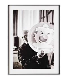 PABLO PICASSO WITH CERAMIC PLATE,ARCHIVAL PIGMENT PRINT