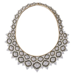 MOSAICO GOLD NECKLACE SET WITH DIAMONDS, EMERALDS AND SAPPHIRES