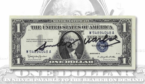 ANDY WARHOL - A HAND-SIGNED SERIES 1957 B ONE DOLLAR SILVER CERTIFICATE