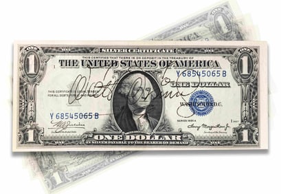 WALT DISNEY - AN EXCEPTIONALLY RARE HAND-SIGNED SERIES 1935 A ONE DOLLAR SILVER CERTIFICATE