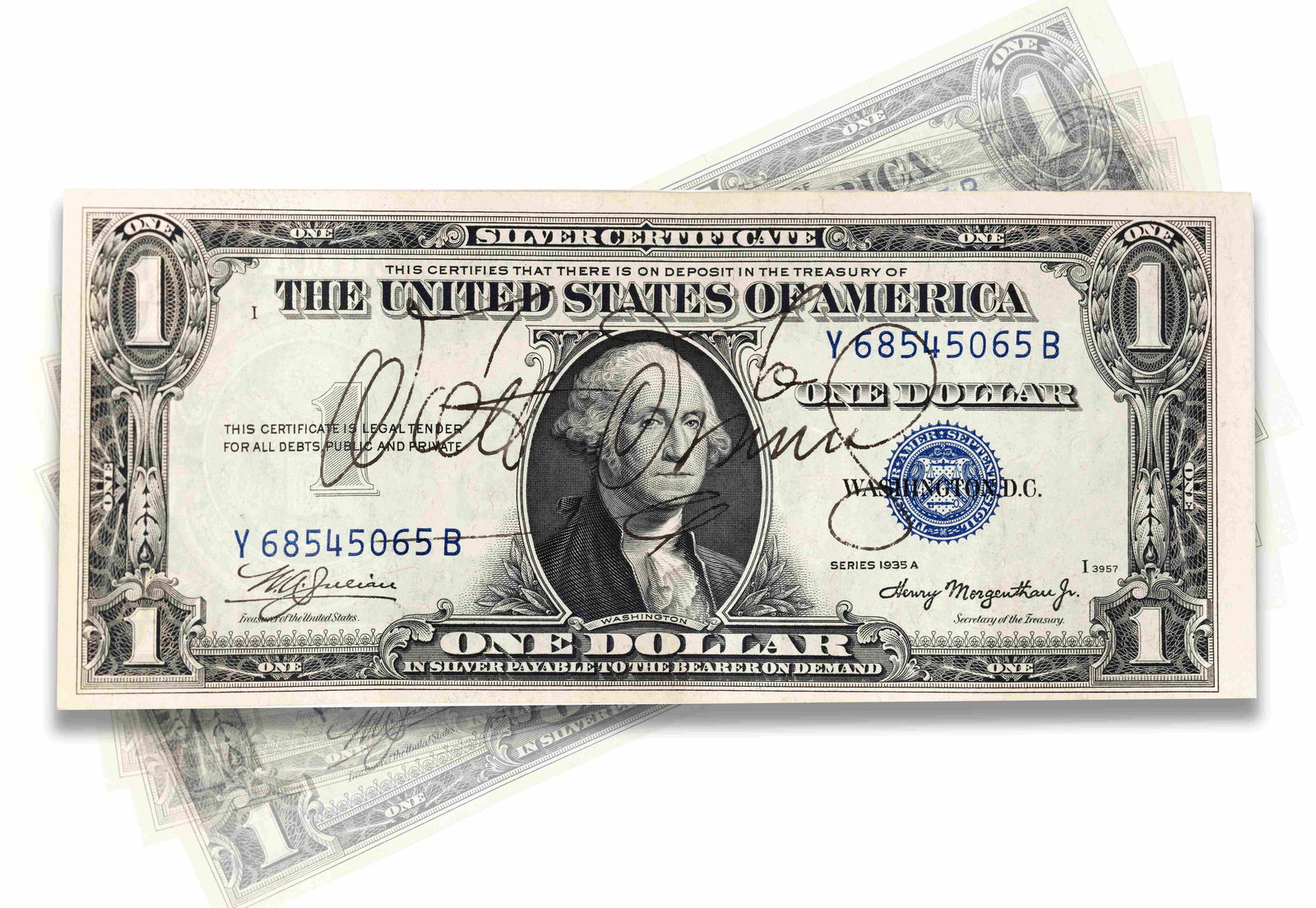 WALT DISNEY - AN EXCEPTIONALLY RARE HAND-SIGNED SERIES 1935 A ONE DOLLAR SILVER CERTIFICATE (1 of 2)