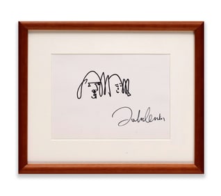 JOHN LENNON SIGNED DRAWING OF JOHN AND YOKO
