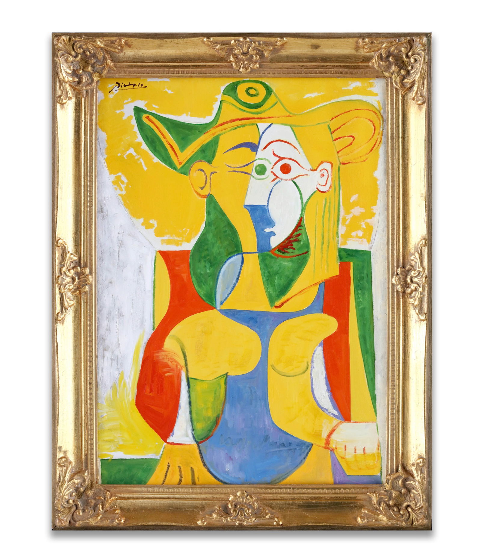 PABLO PICASSO (1881-1973), ATTRIBUTED TO, OIL ON CANVAS: PABLO PICASSO (1881-1973), ATTRIBUTED TO, OIL ON CANVAS Dimensions: Image size 70.3 x 50 cm. All measured values are approximate. Outer frame size 84.3 x 64.3 cm. All measured values are approximate.