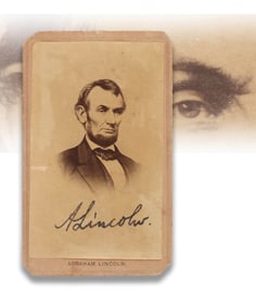 ABRAHAM LINCOLN (1809-1865) - SIGNED CARTE-DE-VISITE (CDV) PHOTOGRAPH