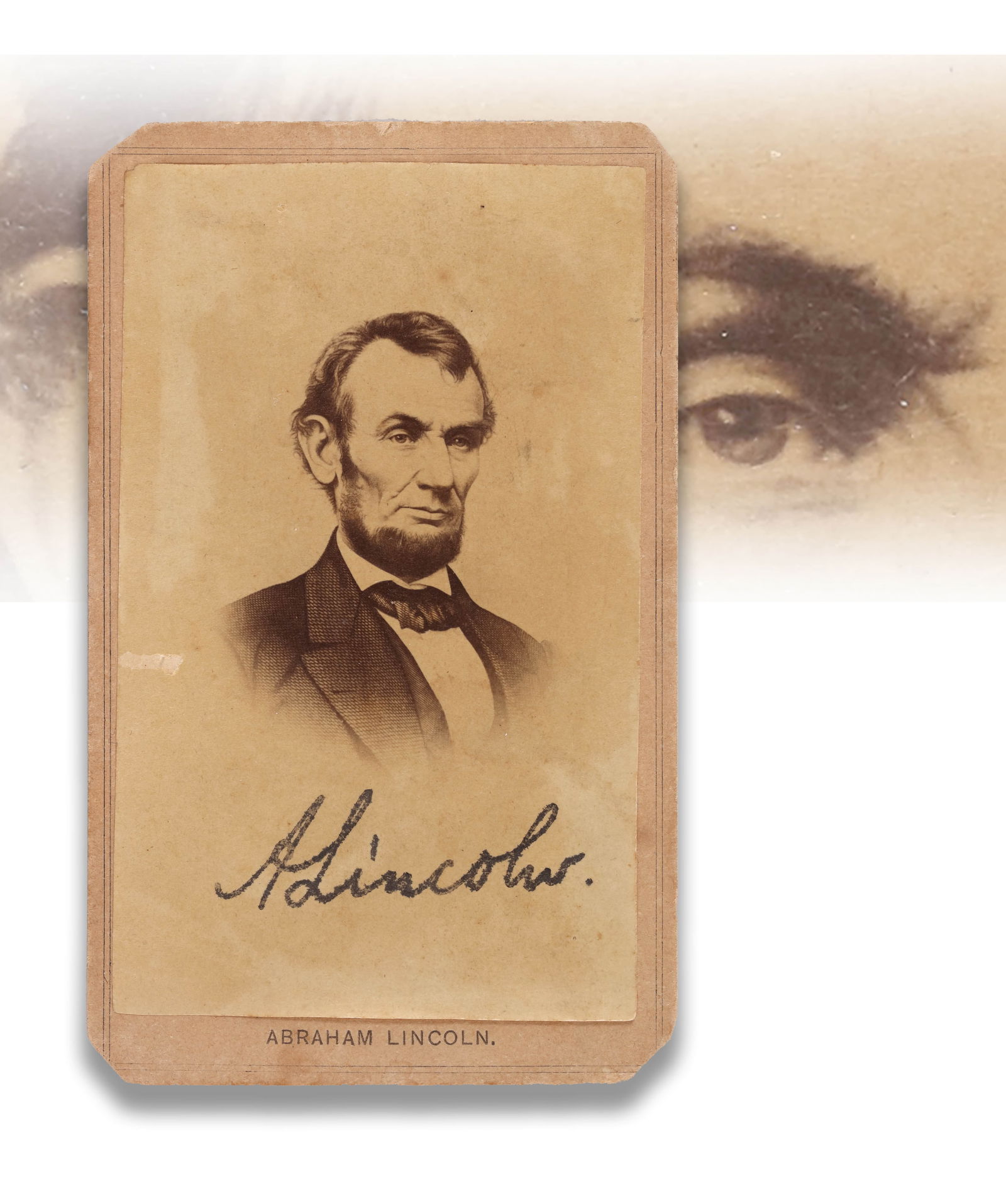 ABRAHAM LINCOLN (1809-1865) - SIGNED CARTE-DE-VISITE (CDV) PHOTOGRAPH (1 of 2)