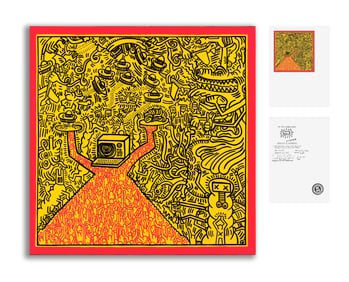 KEITH HARING (1958-1990), ATTRIBUTED TO, ACRYLIC ON CANVAS