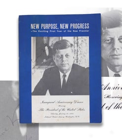 JOHN F. KENNEDY & JACQUELINE KENNEDY - DUAL SIGNED "NEW PURPOSE, NEW PROGRESS" INAUGURAL ANNIVERSARY