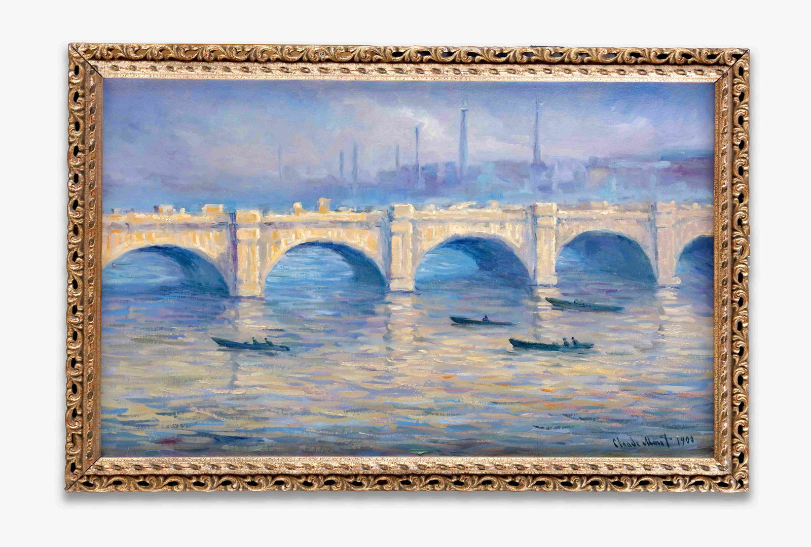 CLAUDE MONET (1840-1926), ATTRIBUTED TO ,OIL ON CANVAS: CLAUDE MONET (1840-1926), ATTRIBUTED TO ,OIL ON CANVAS Dimensions: Image size 44.2 x 72 cm. All measured values are approximate. Outer frame size 50.7 x 77.7 cm. All measured values are approximate. P