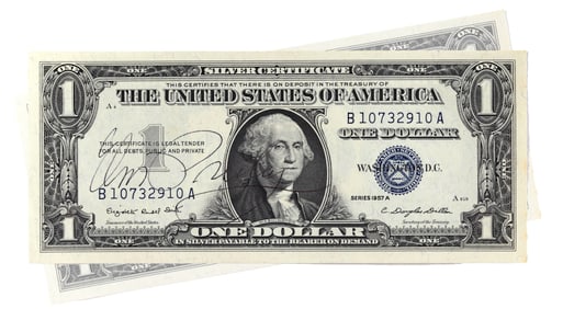 ELVIS PRESLEY - A RARE HAND-SIGNED SERIES 1957 ONE DOLLAR SILVER CERTIFICATE