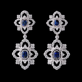 OPERA HIGH JEWELLERY WHITE GOLD AND SAPPHIRE EARRINGS
