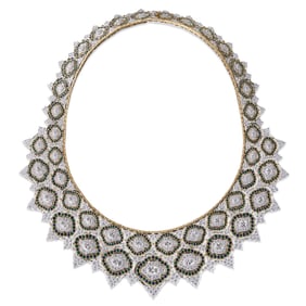 MOSAICO GOLD NECKLACE SET WITH DIAMONDS, EMERALDS AND SAPPHIRES