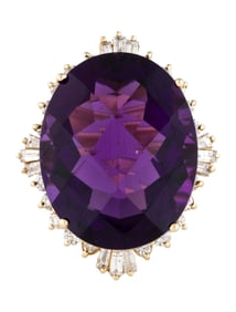 14K AMETHYST & 1.70CTW DIAMOND COCKTAIL RING