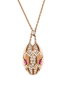 18K DIAMOND & RUBELLITE SERPENTI SEDUTTORI PENDANT NECKLACE