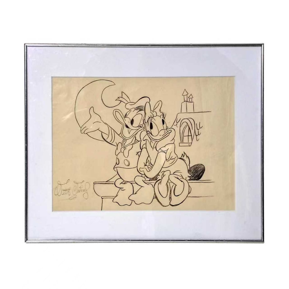 WALT DISNEY - AN EXCEPTIONALLY RARE HAND-SIGNED ORIGINAL ANIMATION PRODUCTION SKETCH (1 of 2)