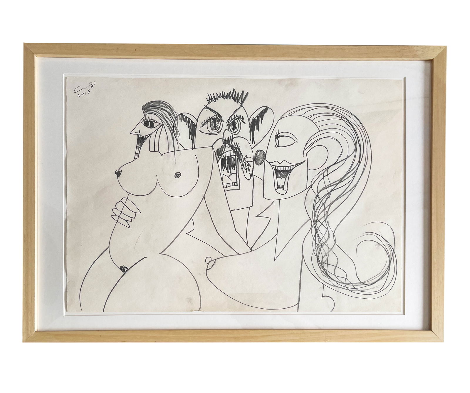 GEORGE CONDO ,UNTITLE, PENCIL ON PAPER: GEORGE CONDO,UNTITLE,PENCIL ON PAPER Dimensions: Image size37 x 52 cm. All measured values are approximate. Outer frame size47 x 65 cm. All measured values are approximate. Provenance and Authenticity