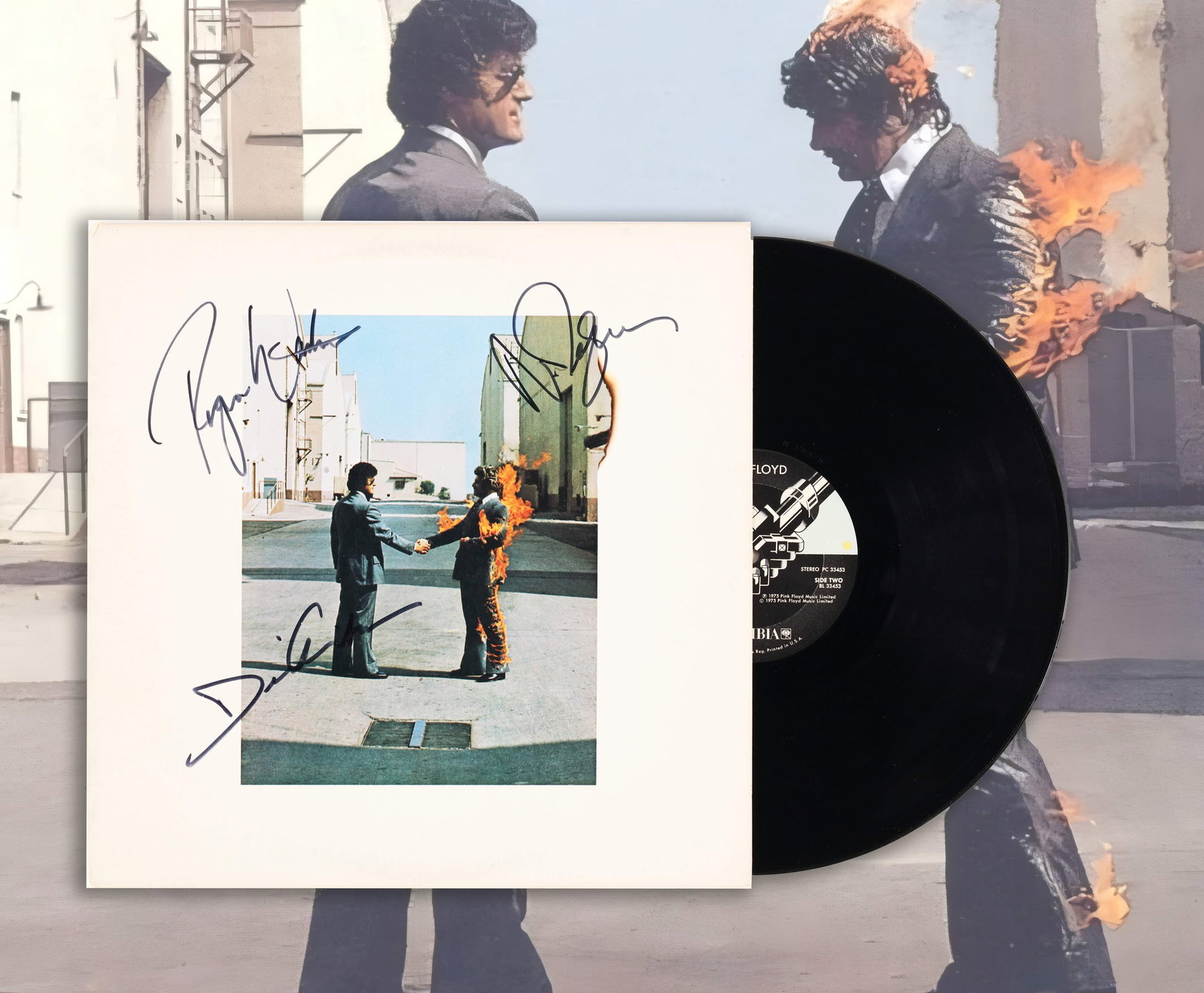 PINK FLOYD SIGNED VINYL RECORD OF "WISH YOU WERE HERE" (1 of 5)
