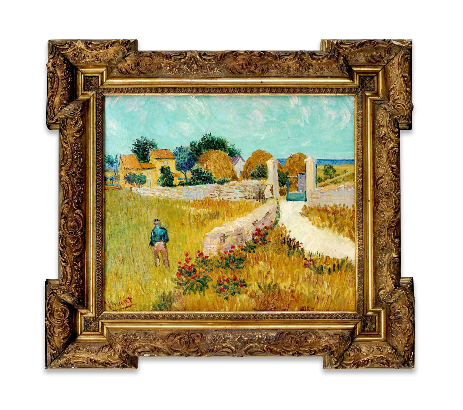 VINCENT VAN GOGH(1853-1890),ATTRIBUTED TO, OIL ON CANVAS: VINCENT VAN GOGH(1853-1890),ATTRIBUTED TO, OIL ON CANVAS Dimensions: Image size33.8 x 39.6 cm. All measured values are approximate. Outer frame size48.8 x 54 cm. All measured values are approximate. P