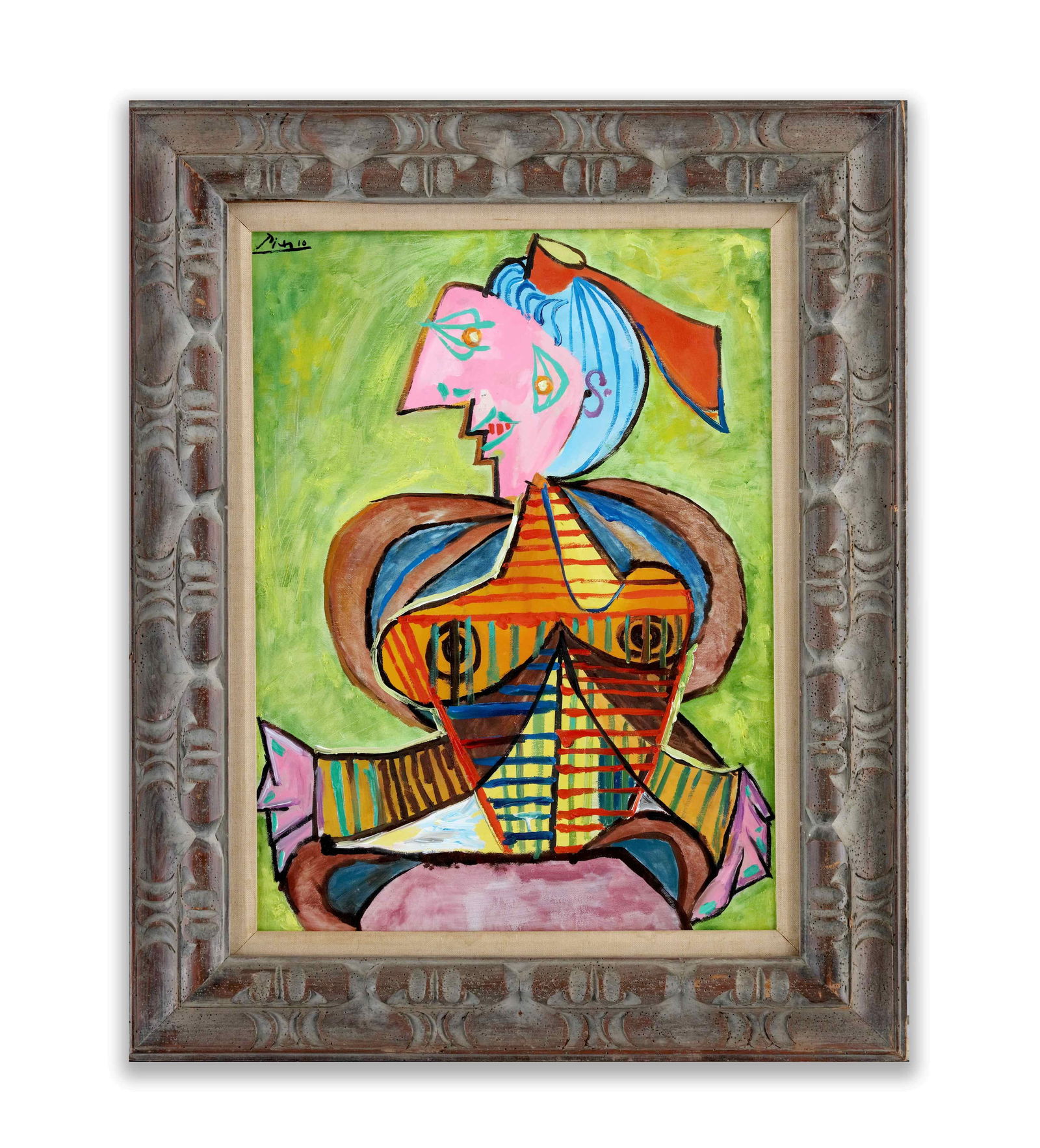 PABLO PICASSO (1881-1973), ATTRIBUTED TO, OIL ON CANVAS: PABLO PICASSO (1881-1973), ATTRIBUTED TO, OIL ON CANVAS Dimensions: Image size61.4 x 46 cm. All measured values are approximate. Outer frame size81.5 x 66 cm. All measured values are approximate. Prov