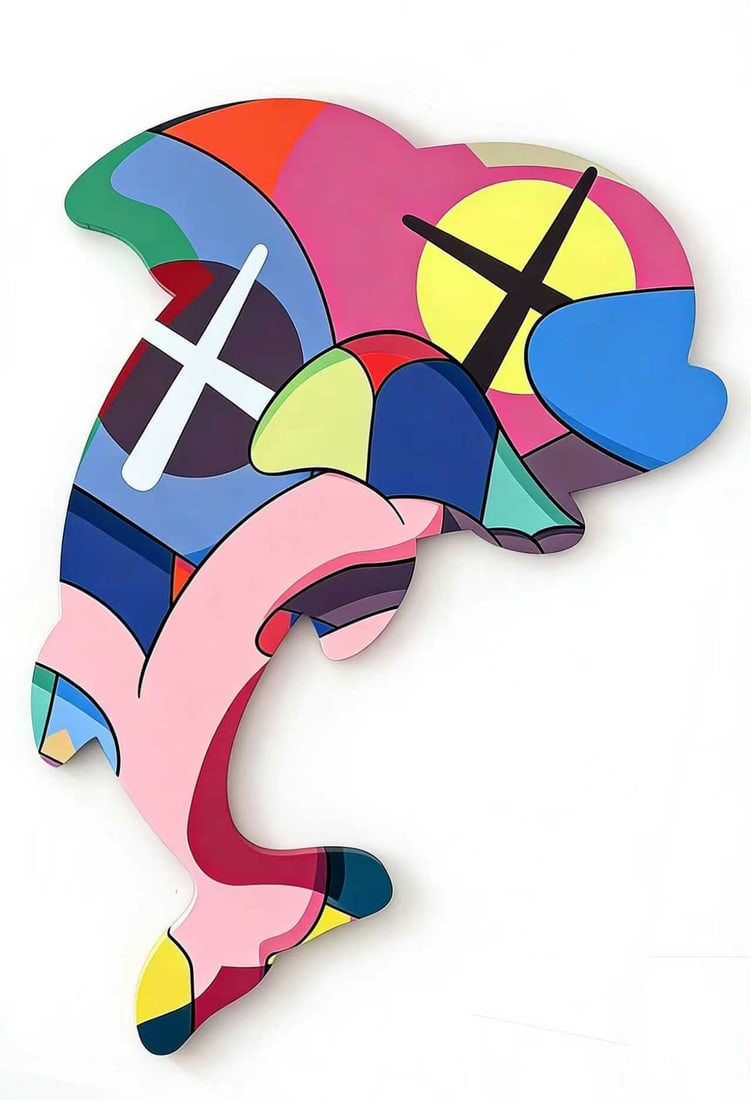 KAWS,DOLPHIN,ACRYLIC ON CANVAS: KAWS,DOLPHIN,ACRYLIC ON CANVAS Dimensions: Image size100 x 140 cm. All measured values are approximate. Provenance and Authenticity: This item includes a certificate of authenticity. This premier cont