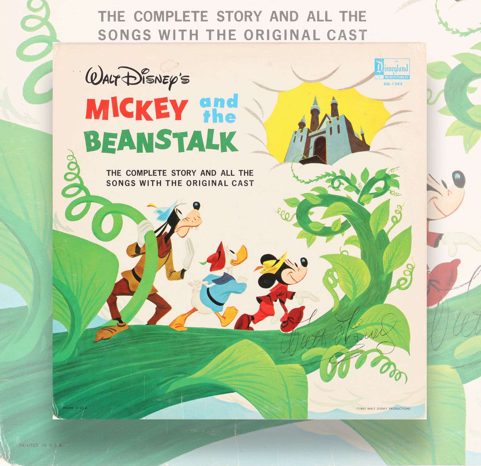 WALT DISNEY SIGNED VINYL RECORD OF "MICKEY AND THE BEANSTALK" (1 of 4)