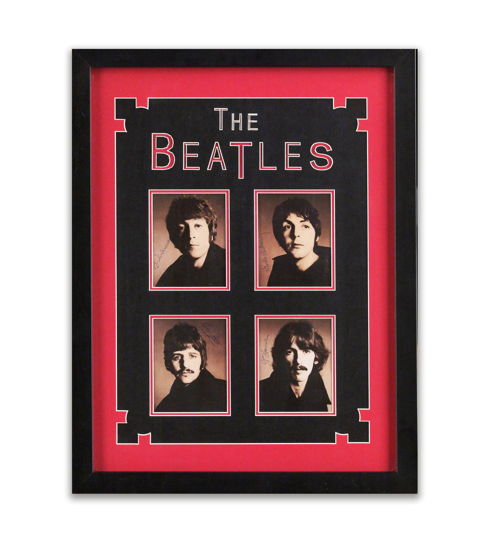 THE BEATLES - AN EXCEPTIONALLY RARE FULLY SIGNED "THE BEATLES" (WHITE ALBUM) PROMOTIONAL PHOTOGRAPH: THE BEATLES - AN EXCEPTIONALLY RARE FULLY SIGNED "THE BEATLES" (WHITE ALBUM) PROMOTIONAL PHOTOGRAPH Provenance and Authenticity: This item includes a certificate of authenticity. This premier cinemati