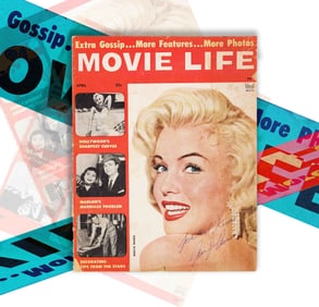 MARILYN MONROE SIGNEDAND INSCRIBED "LOVE AND KISSES" FOR "MOVIE LIFE" MAGAZINE