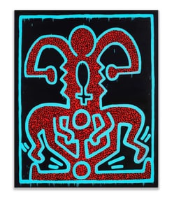 KEITH HARING (1958-1990), ATTRIBUTED TO, ACRYLIC ON CANVAS