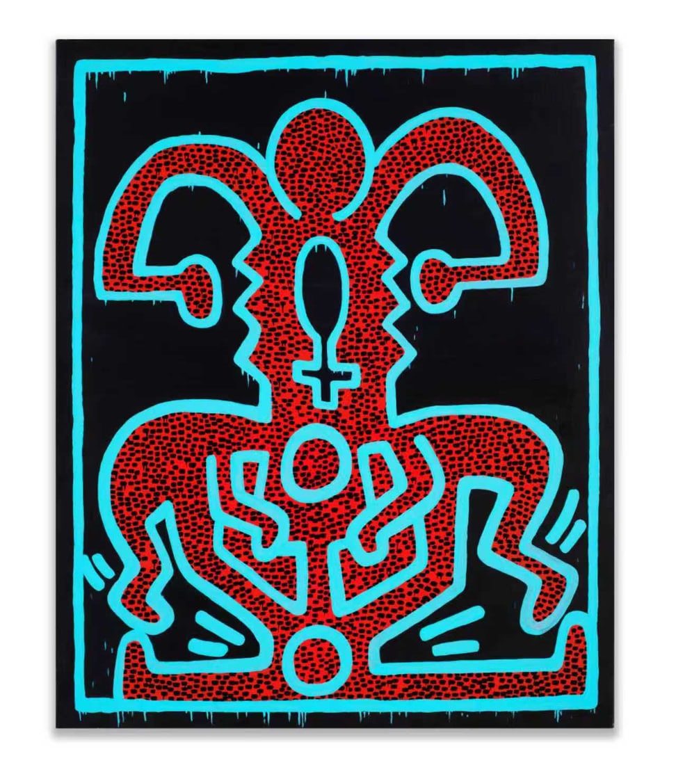 KEITH HARING (1958-1990), ATTRIBUTED TO, ACRYLIC ON CANVAS: KEITH HARING (1958-1990), ATTRIBUTED TO, ACRYLIC ON CANVAS Dimensions: Image size110 x90 cm (43 1/4 x 35 1/2 inches). All measured values are approximate. Provenance and Authenticity: This item includ