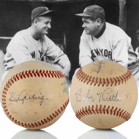 BABE RUTH & LOU GEHRIG - HAND-SIGNED OFFICIAL AMERICAN LEAGUE BASEBALL