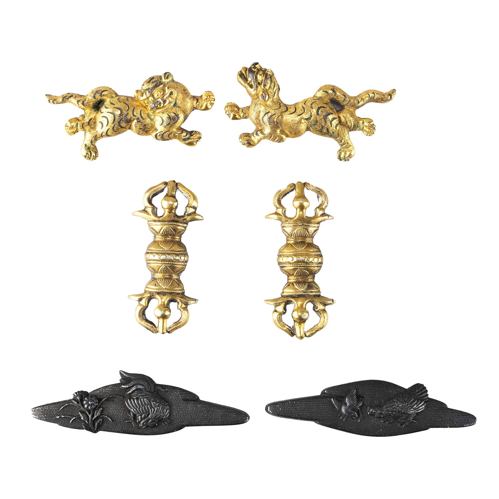 Set of 3 Menuki: Dimensions vary