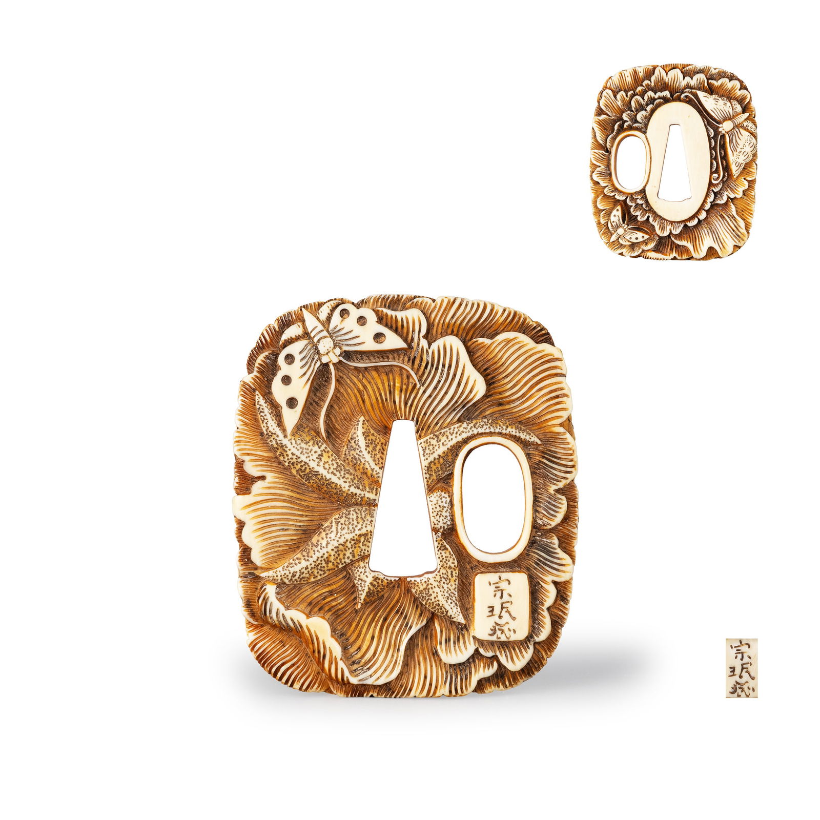 Tsuba by S?min: Length: 5.5cm Wide: 6.4cm [Export outside of Japan is prohibited]