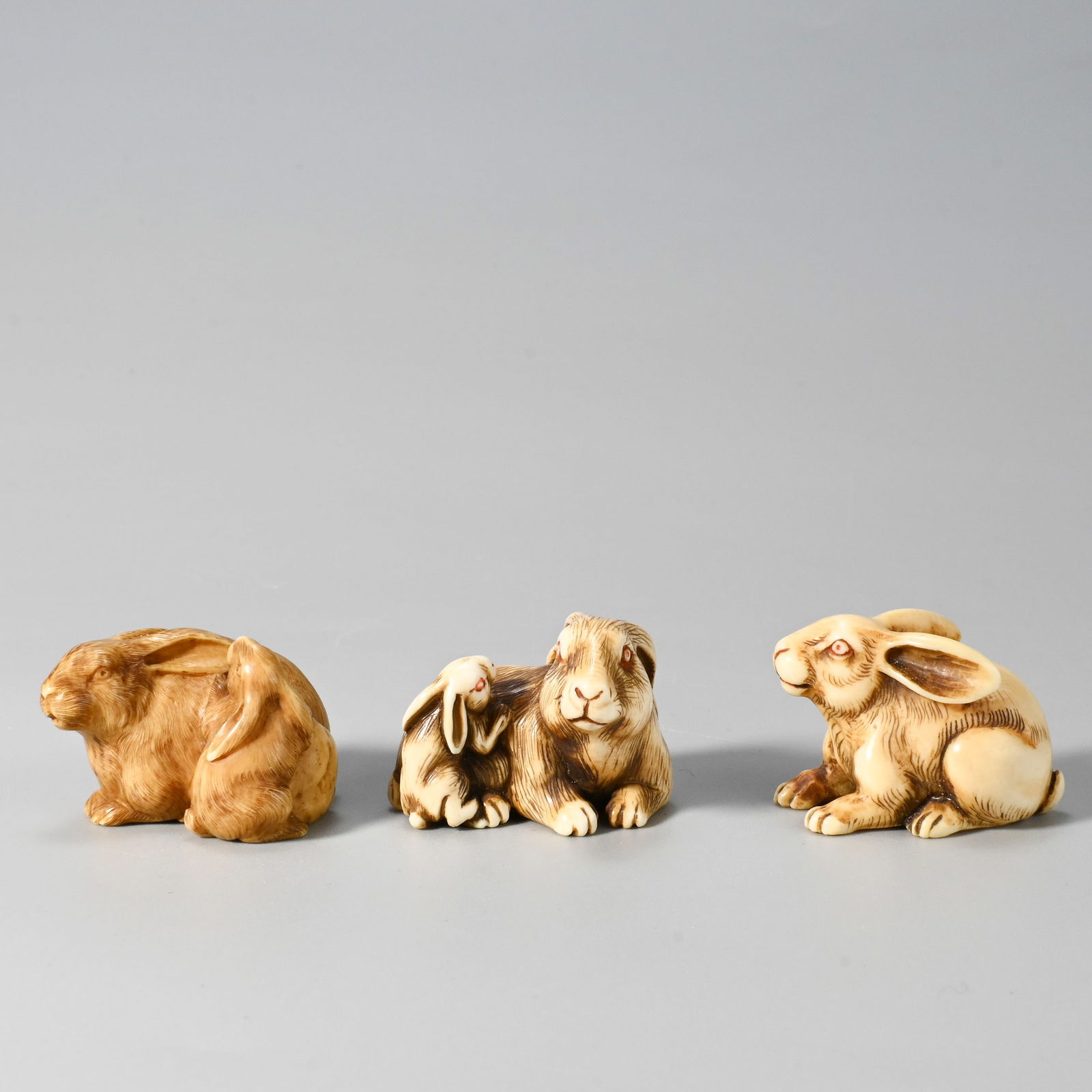 Three netsuke, two signed - 2