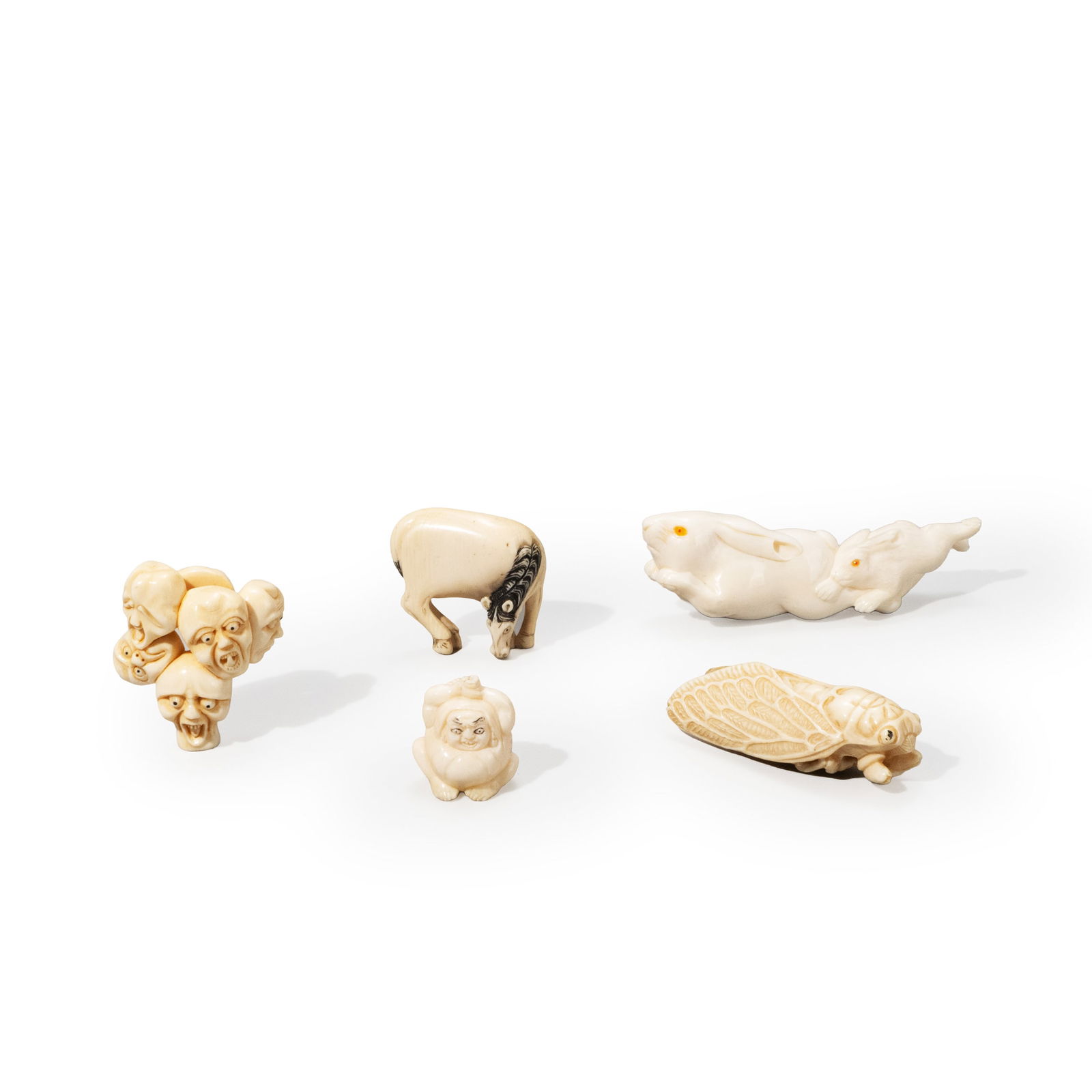 Five netsuke, signed: Dimensions vary [Export outside of Japan is prohibited]