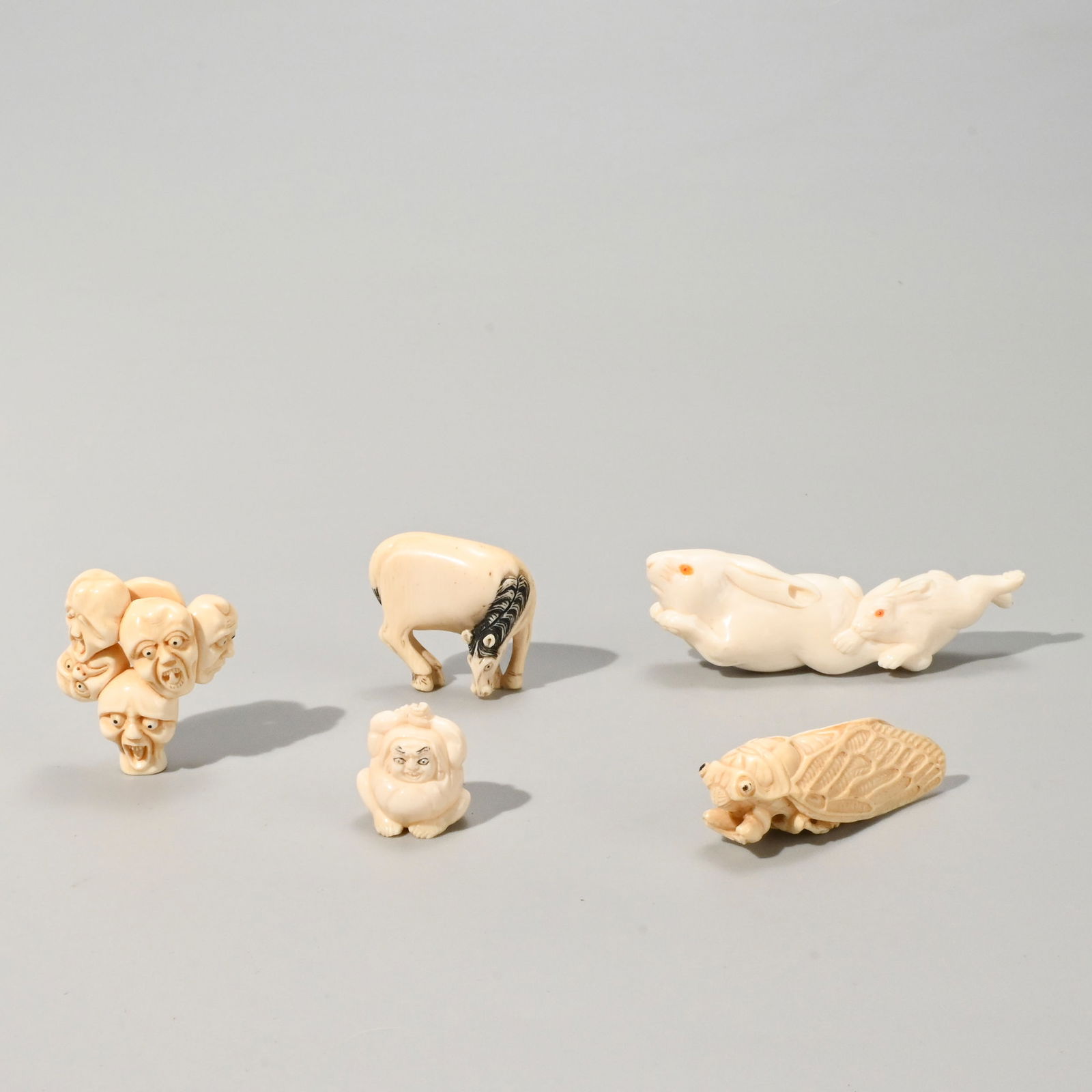 Five netsuke, signed - 2