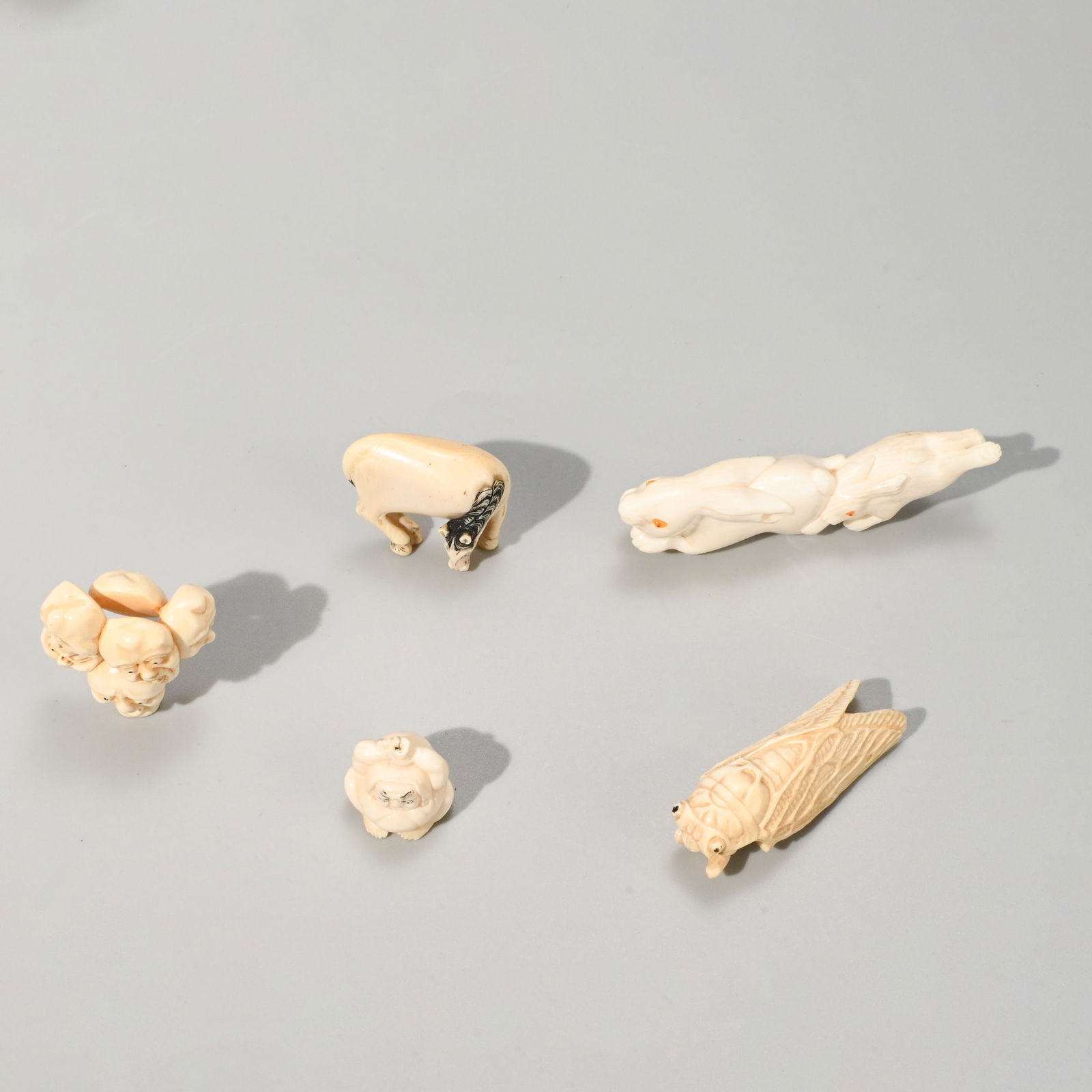 Five netsuke, signed - 3