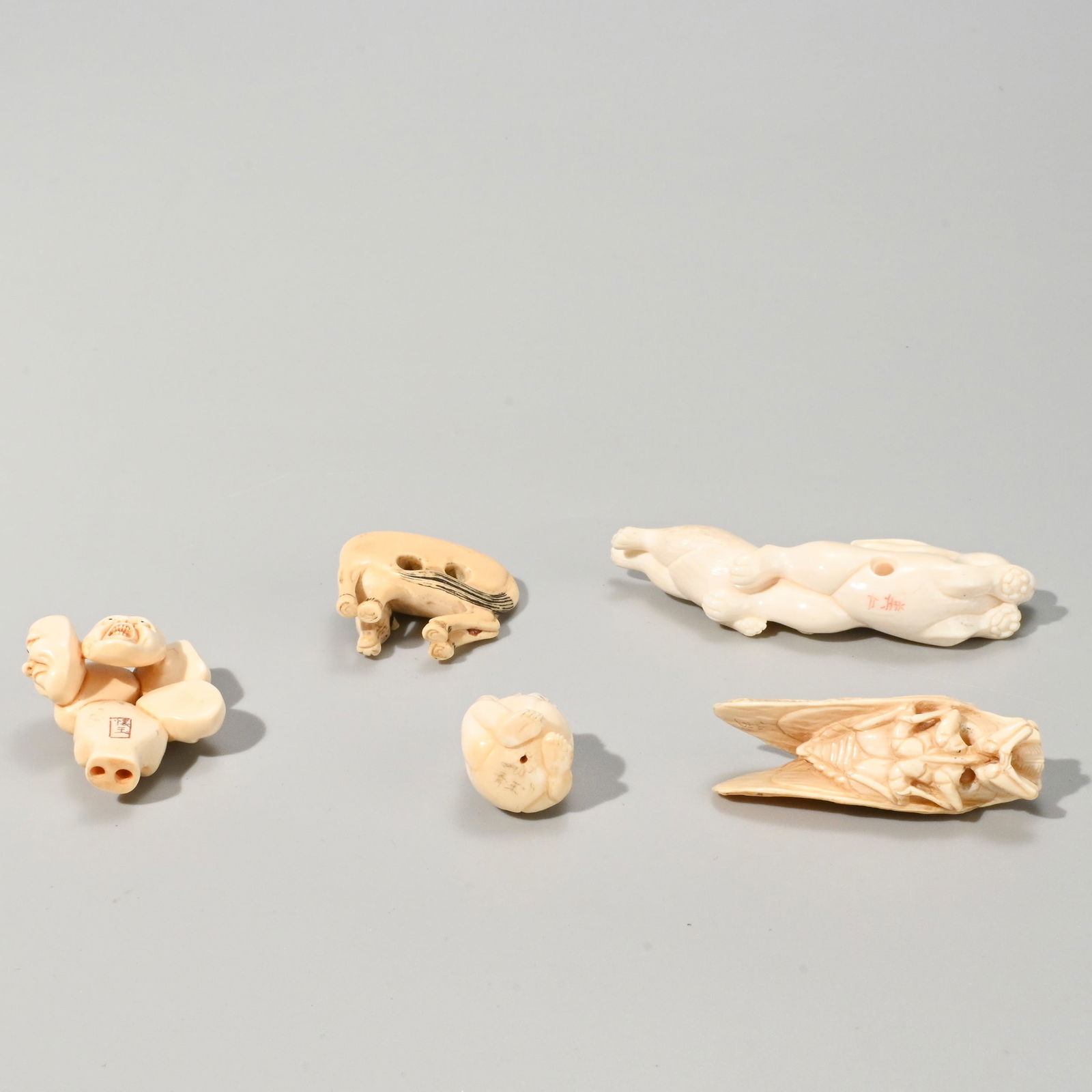 Five netsuke, signed - 5